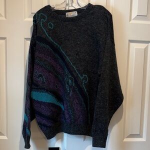 London Fog Stylish Black and Purple Sweater
